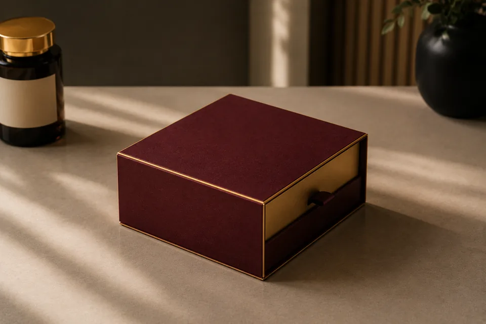 Box direction with gold finishes